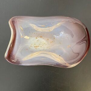 Fratelli Toso Murano Opalescent Purple Aventurine Flecks Italian Art Glass Bowl